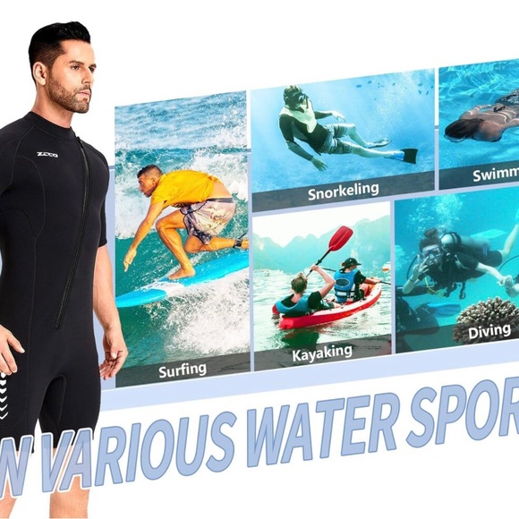 Unisex Shorty Wetsuits 3mm Neoprene Front Zipper Diving Suit for All Water Sport - Picture 5 of 6